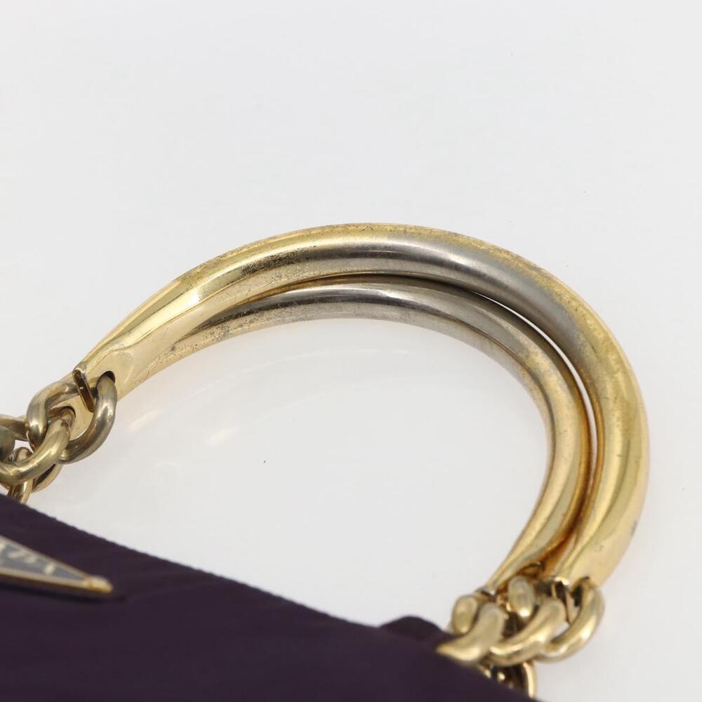 PRADA Hand Bag Nylon Metal Purple Gold Auth 155415 - Picture 8 of 16